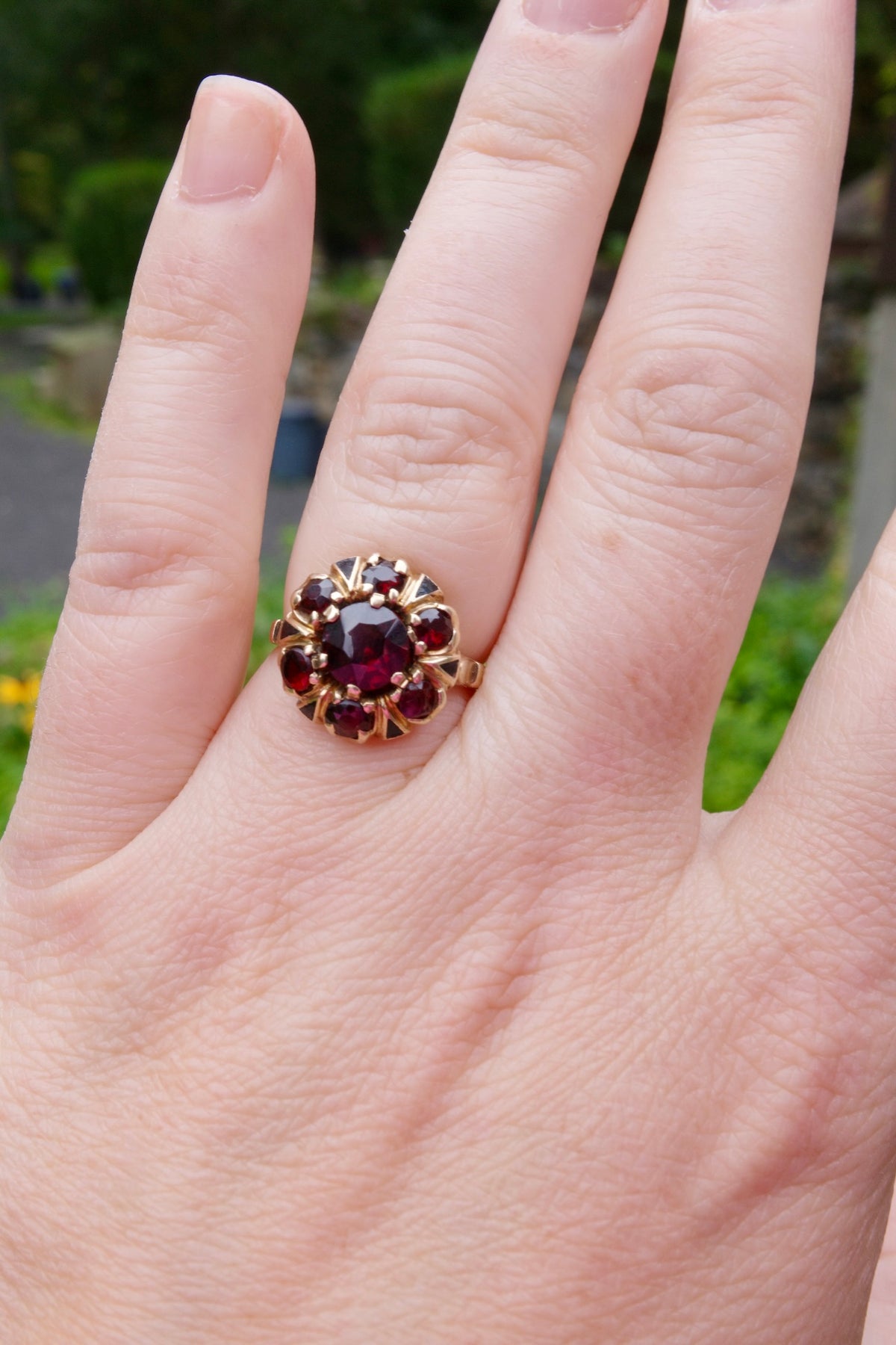 Garnet Cluster Ring