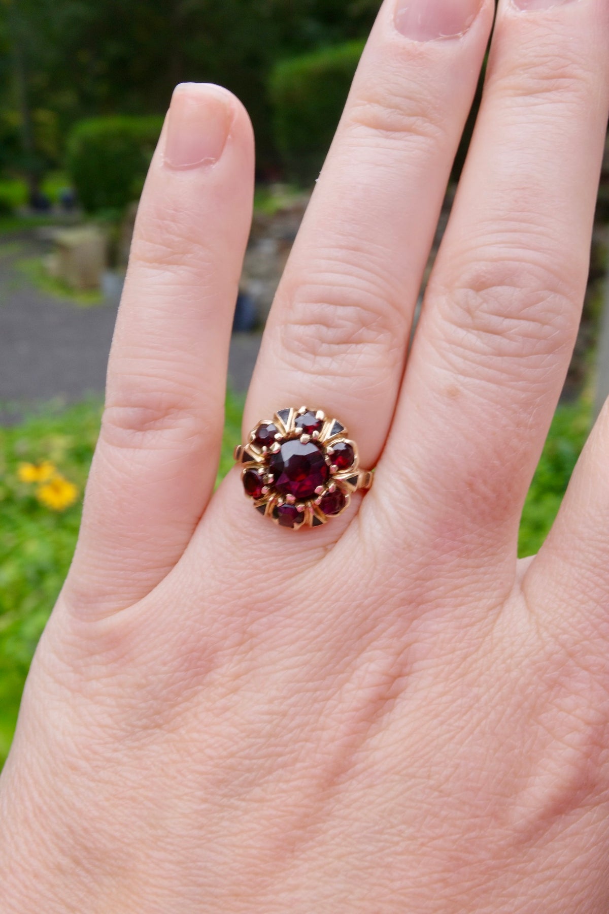 Garnet Cluster Ring