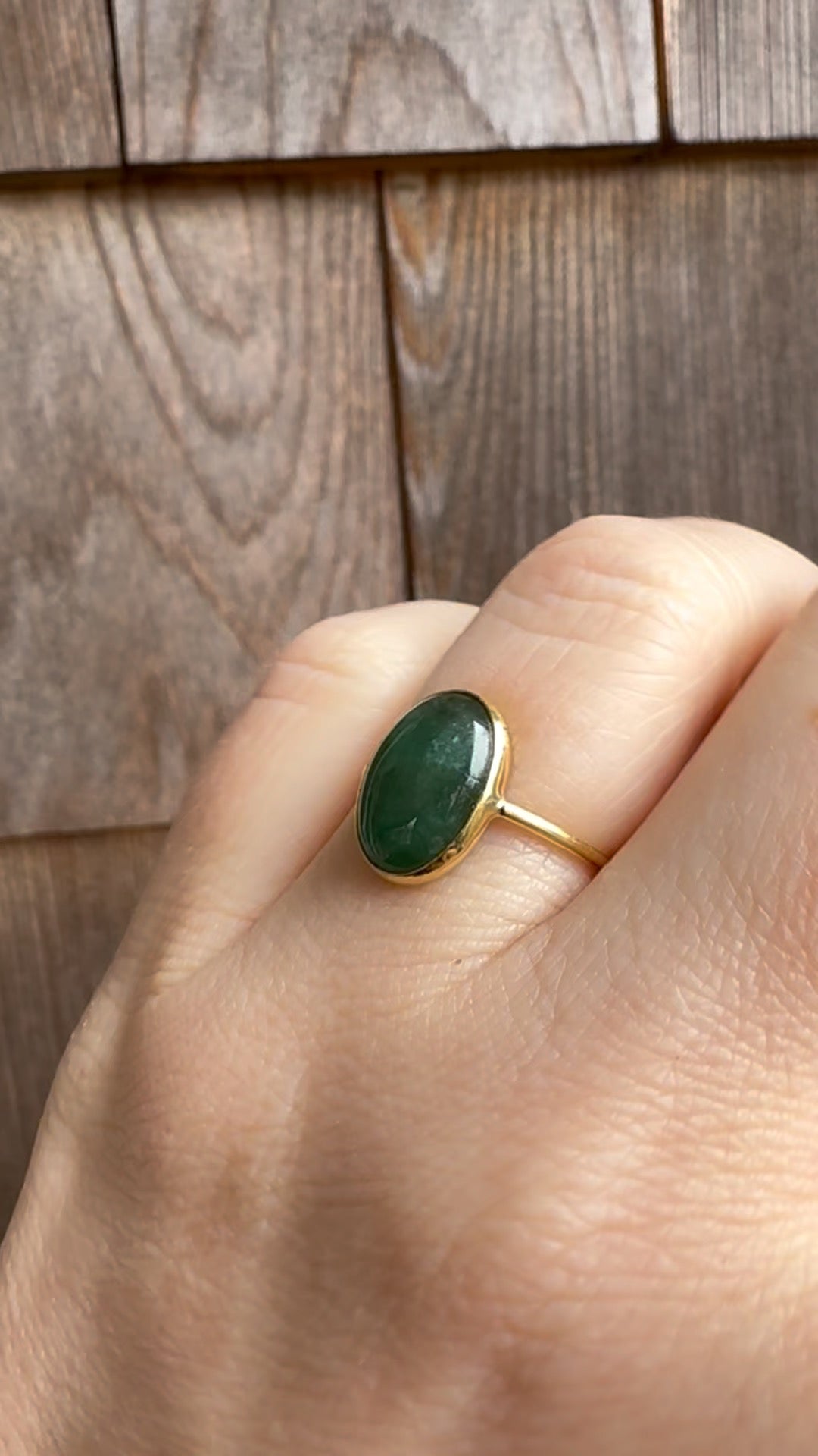 Emerald Cabochon Signet – The Forest Heart Ring size 6.5