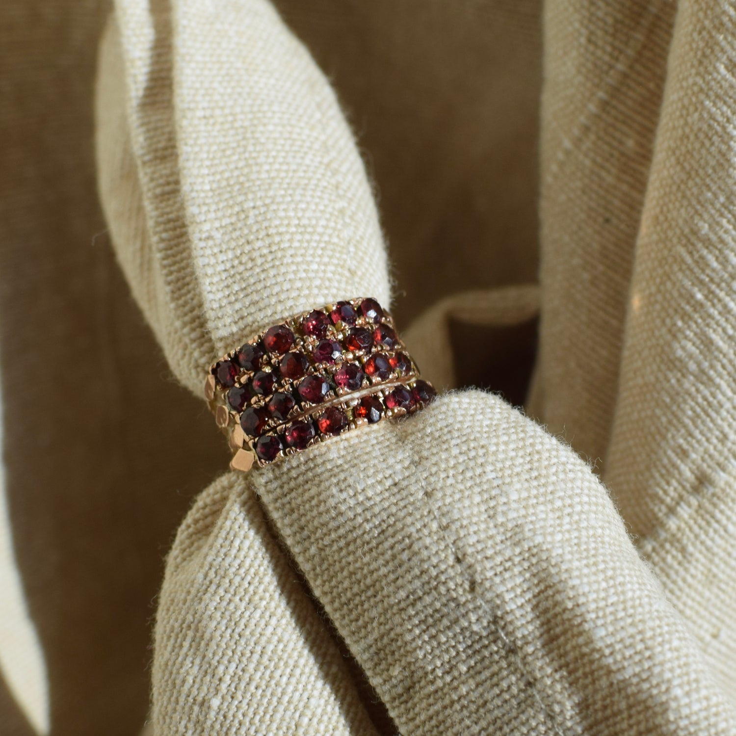 Garnet Harem Ring – Triple Row Regency Garnet Band
