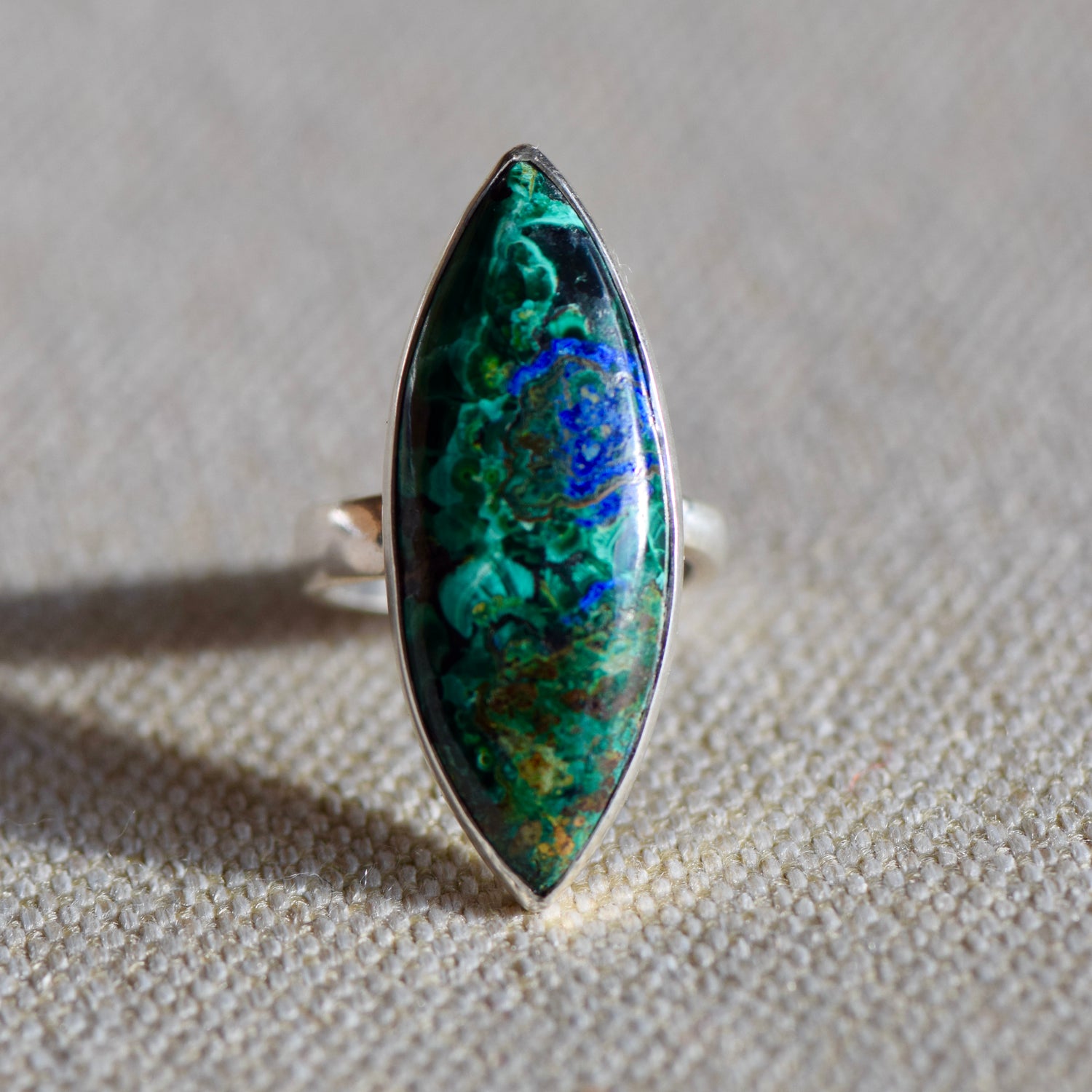 Morenci Chrysocolla Marquise Ring