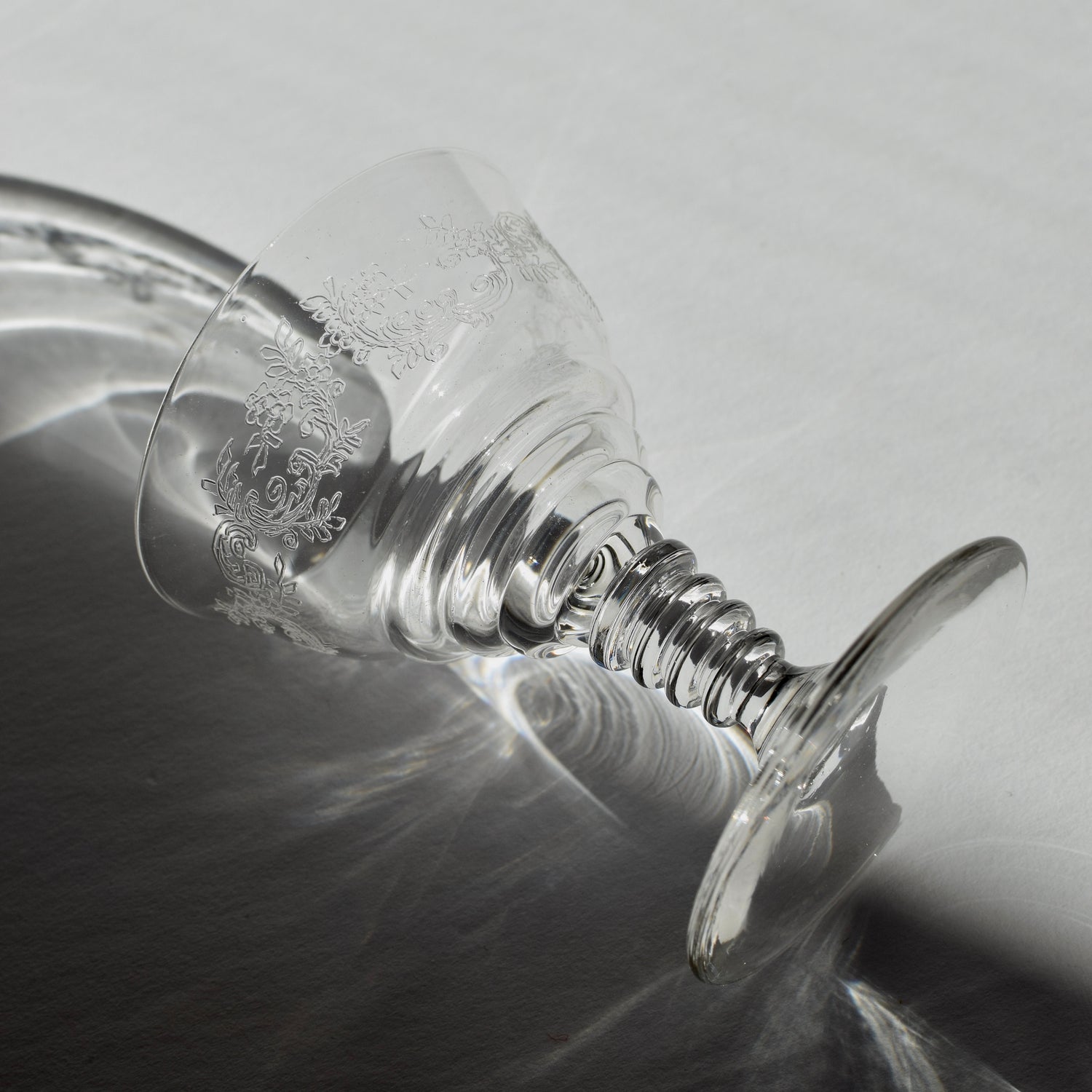 Set Of Six Vintage Etched Glassware