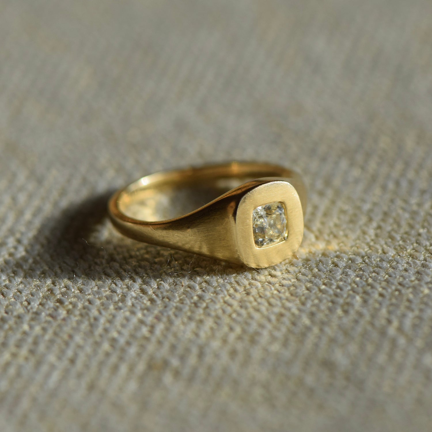 Old Mine Cut Signet Ring
