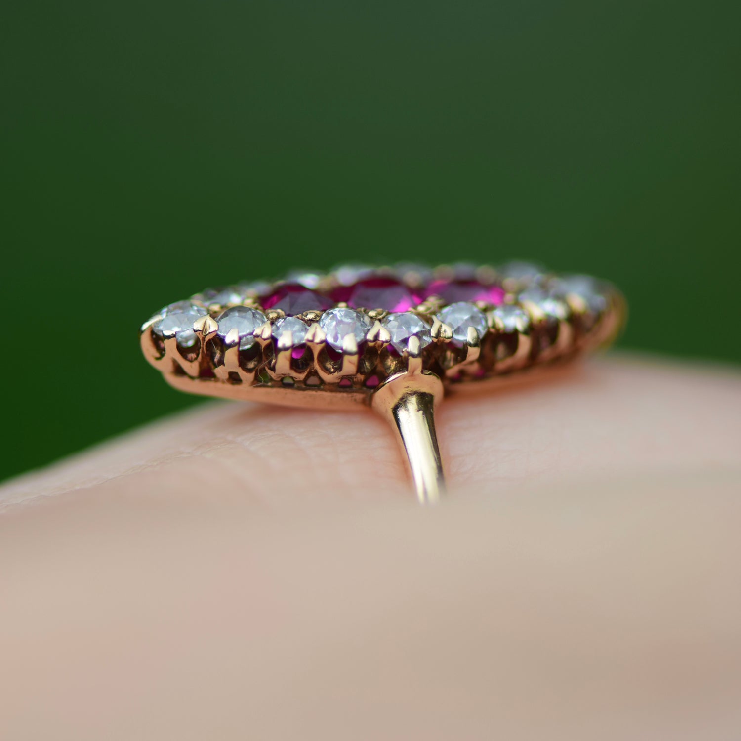 Antique Ruby and Diamond Navette Ring, c.1915