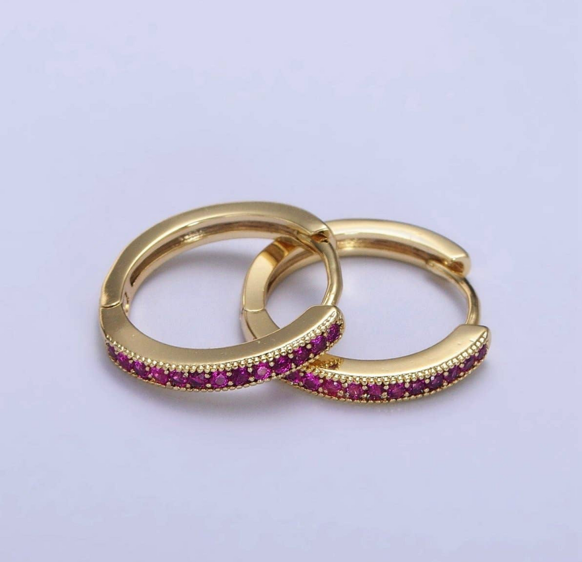 24K Gold Filled Colorful Micro-Pavé Huggie Earrings