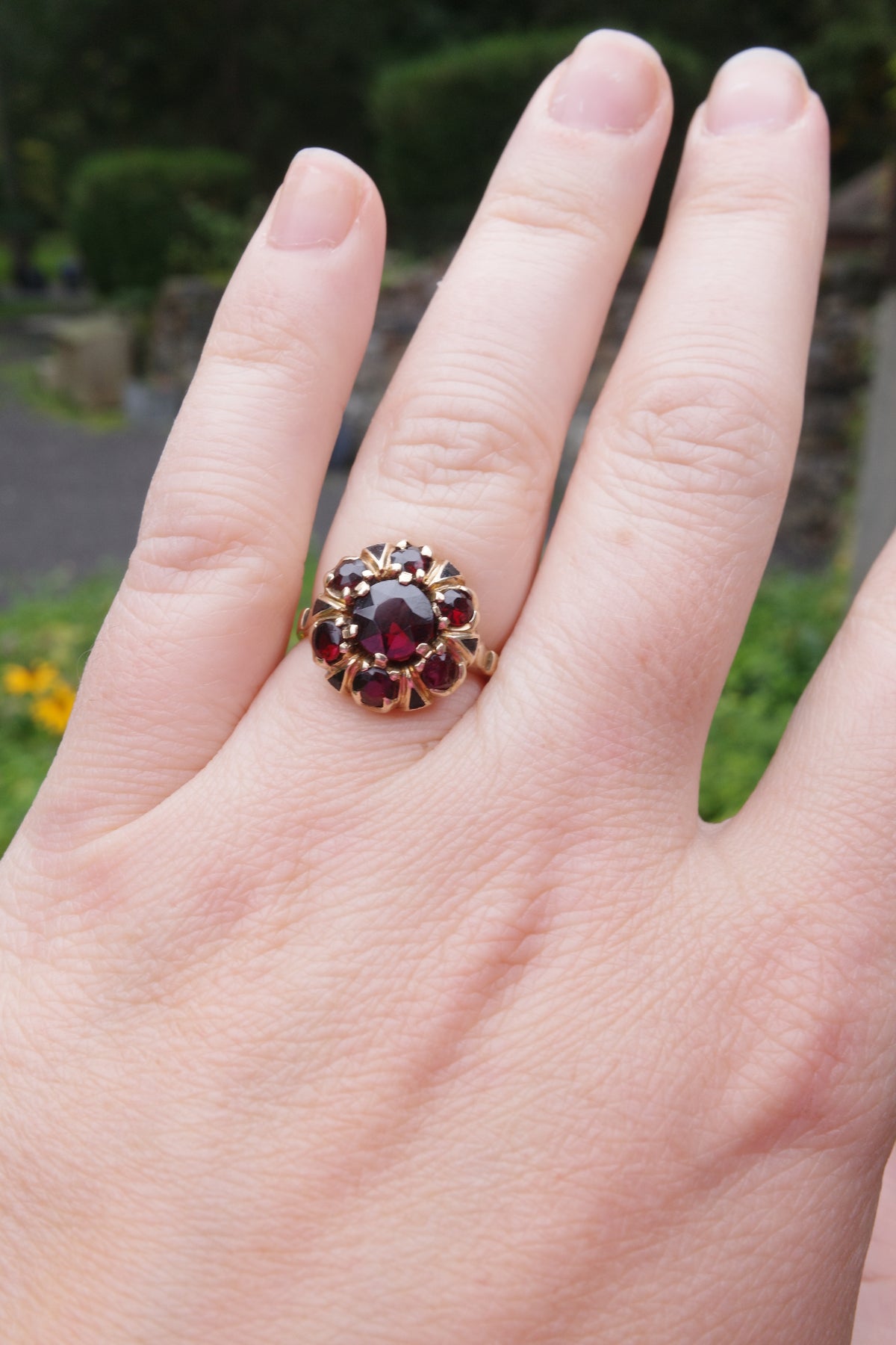 Garnet Cluster Ring