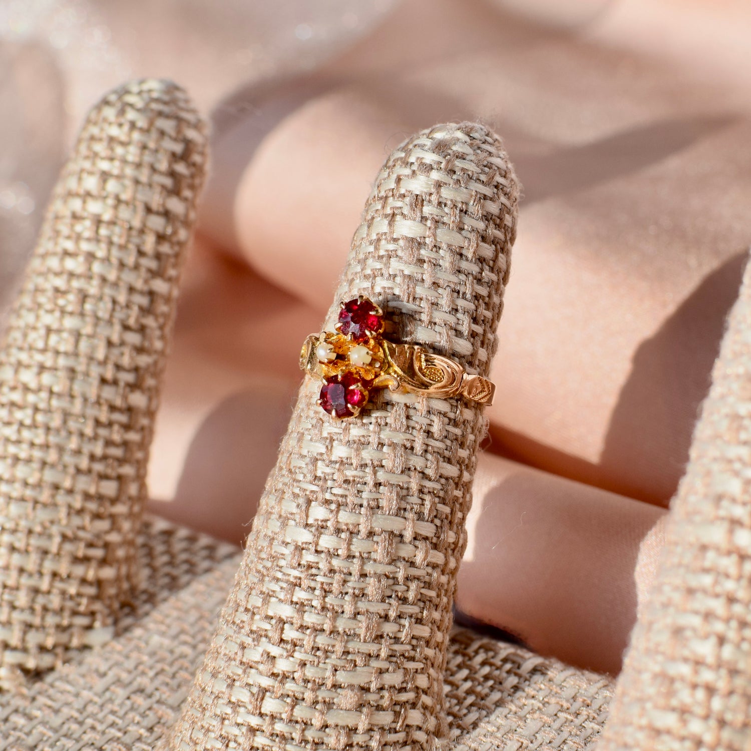 Victorian Garnet & Seed Pearl Cluster Ring – The Ember Petal