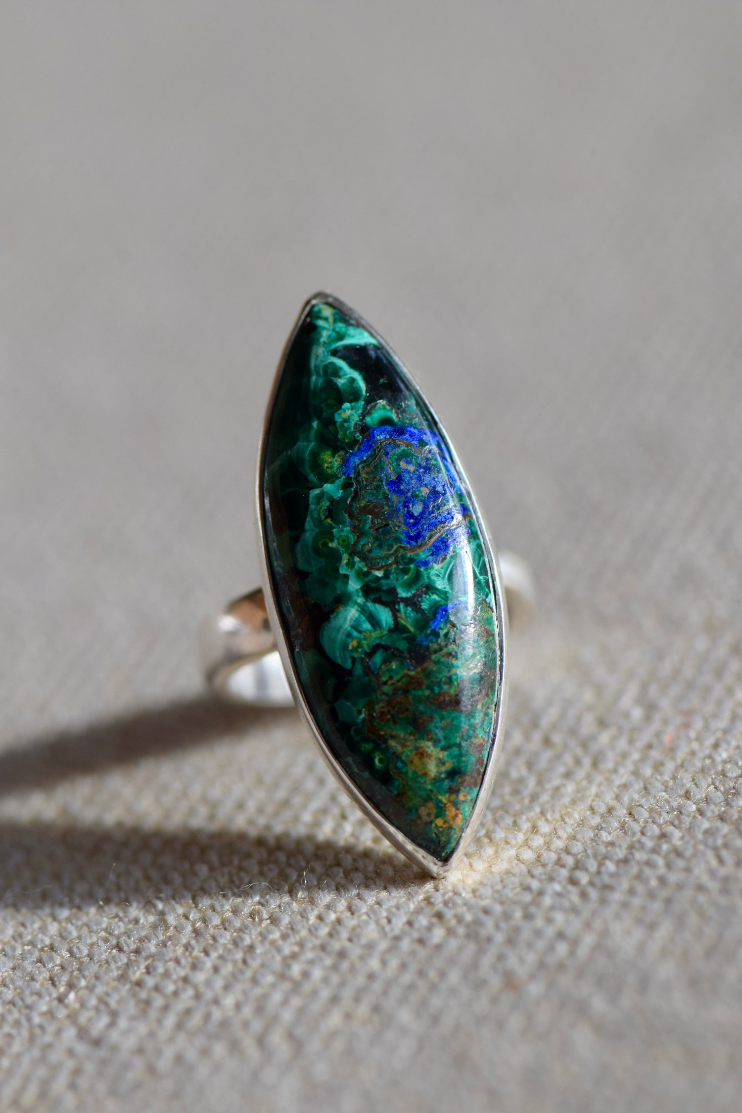 Morenci Chrysocolla Marquise Ring
