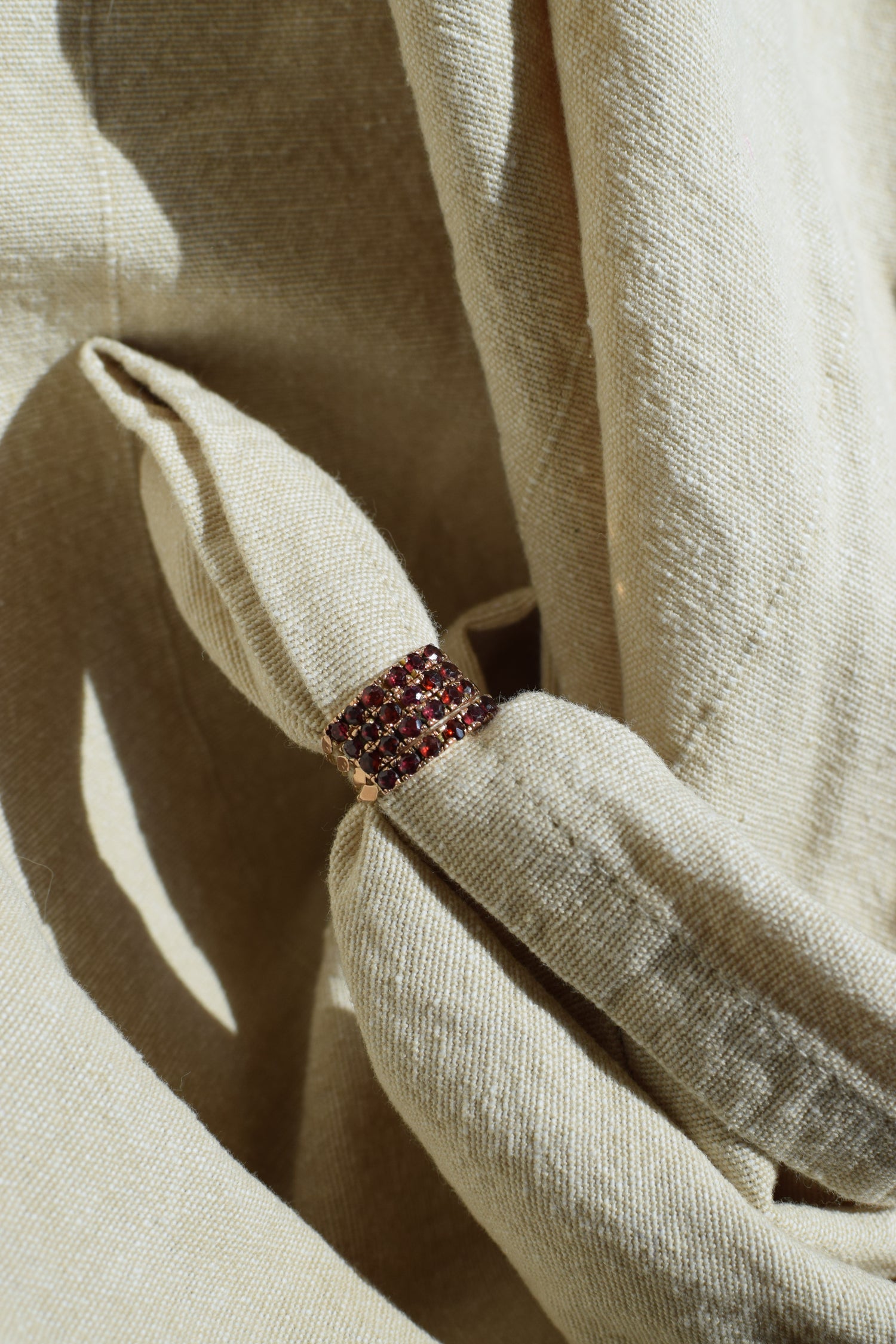 Garnet Harem Ring – Triple Row Regency Garnet Band