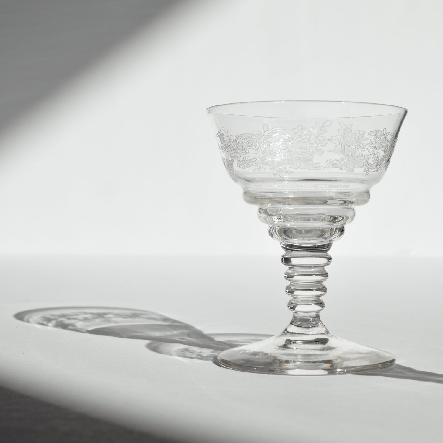 Set Of Six Vintage Etched Glassware