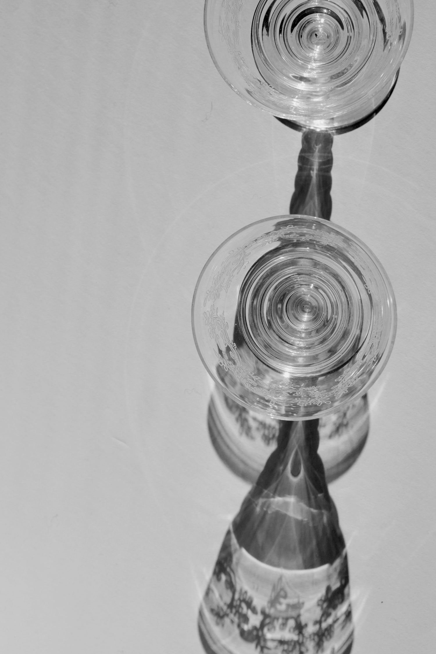 Set Of Six Vintage Etched Glassware