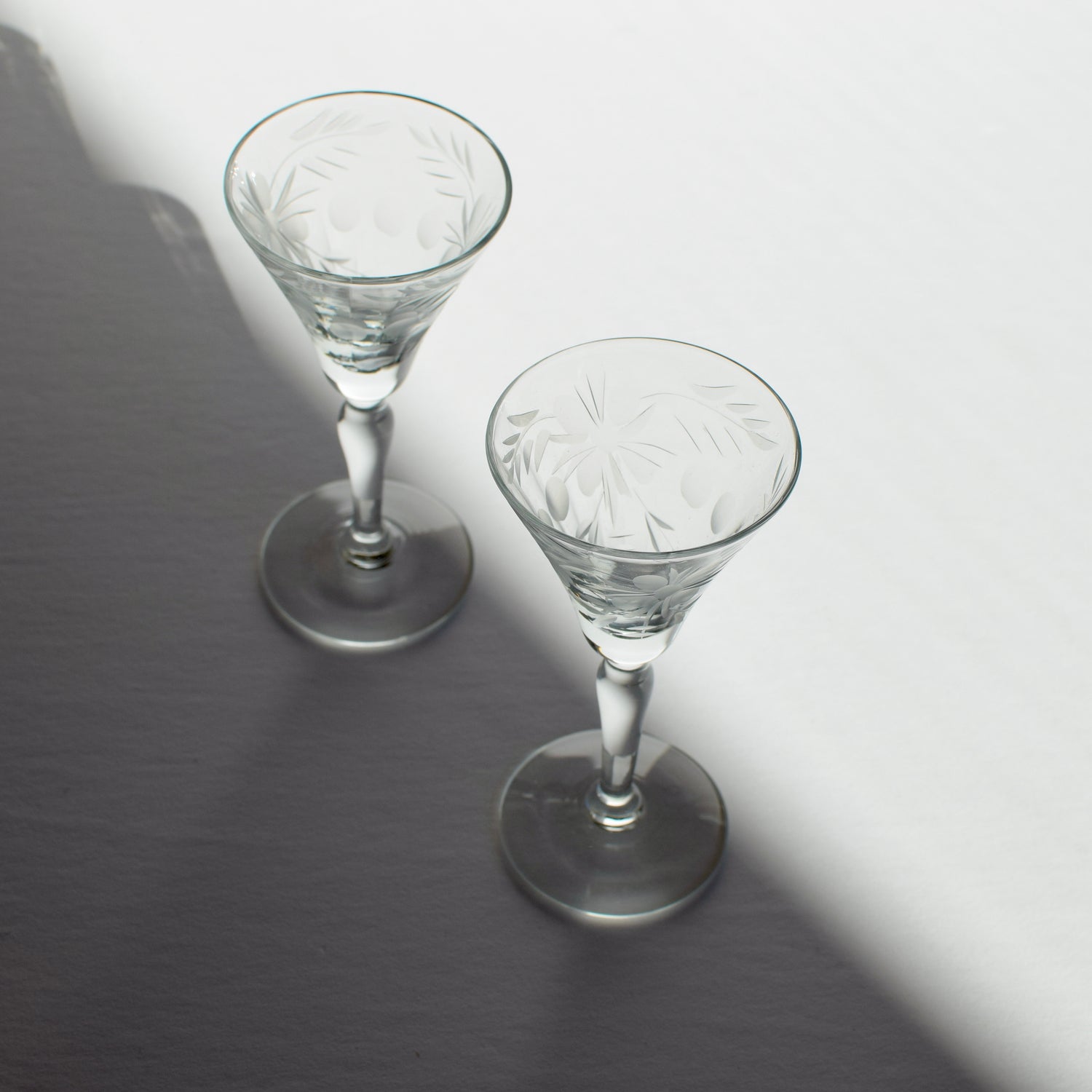 Vintage Etched Glasses — Set of 2 (4.5