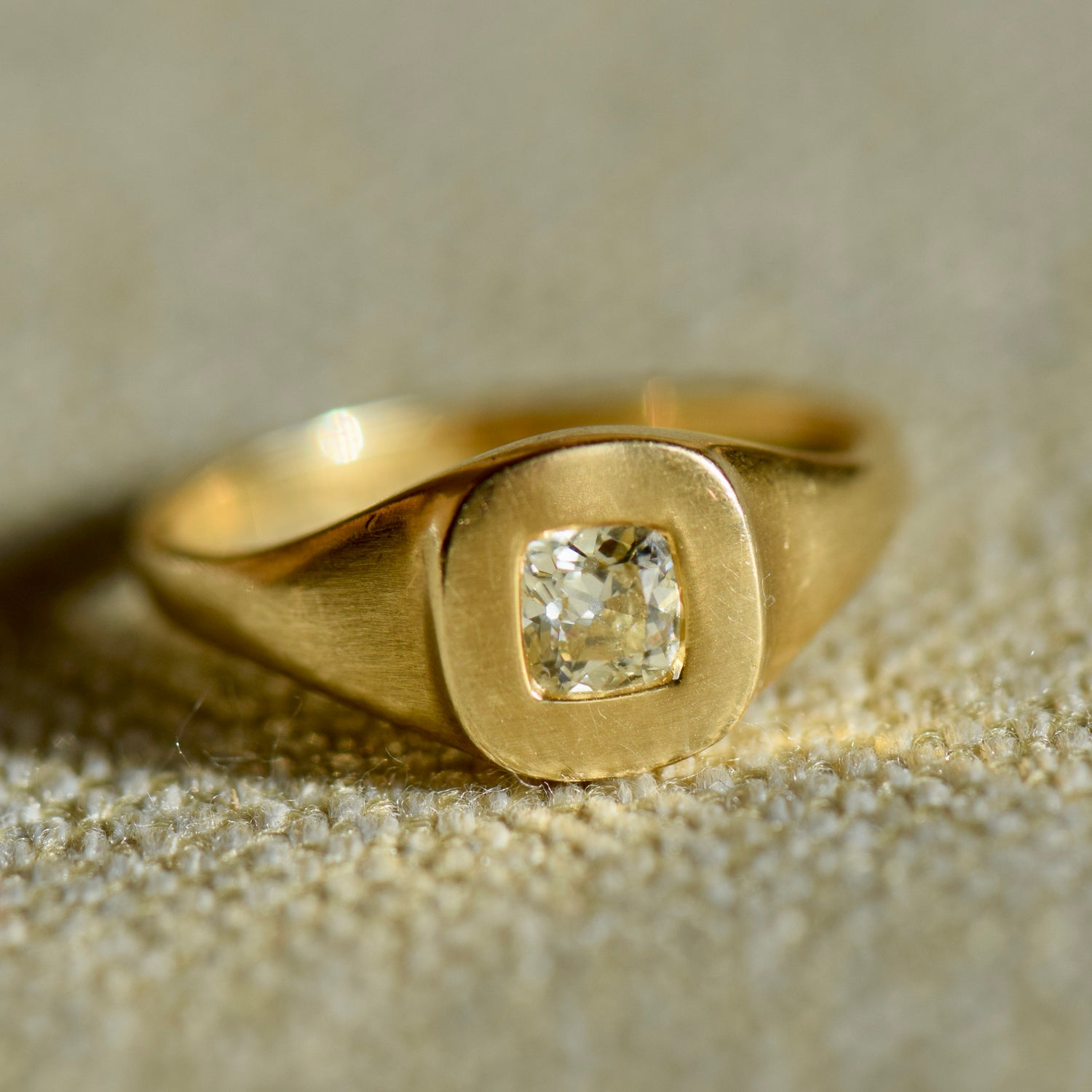 Old Mine Cut Signet Ring