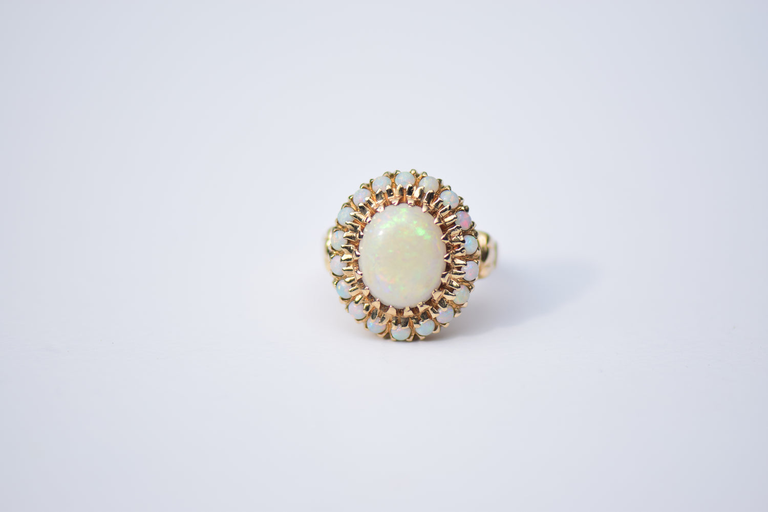 Opal Cocktail Ring with Halo