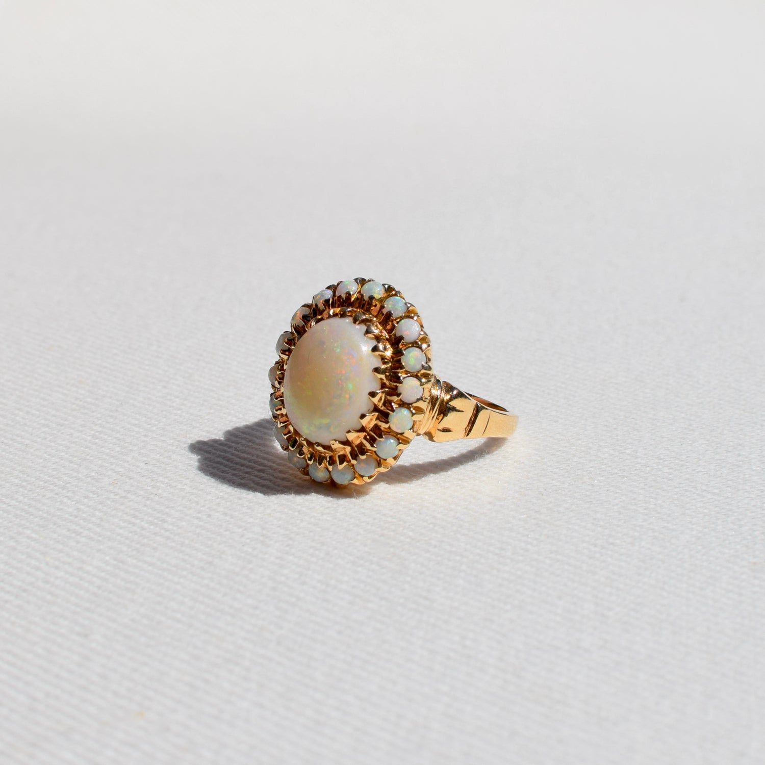 Opal Cocktail Ring with Halo