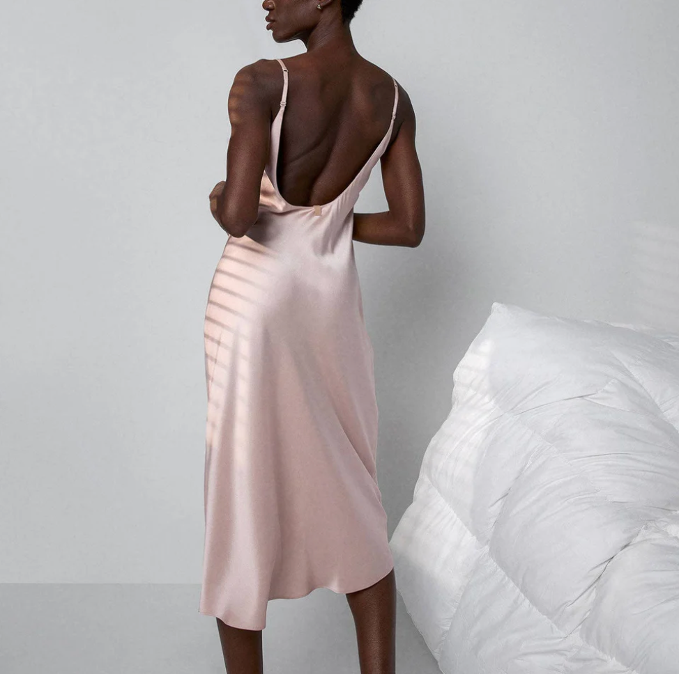 Lunya Washable Silk Bias Slip Dress