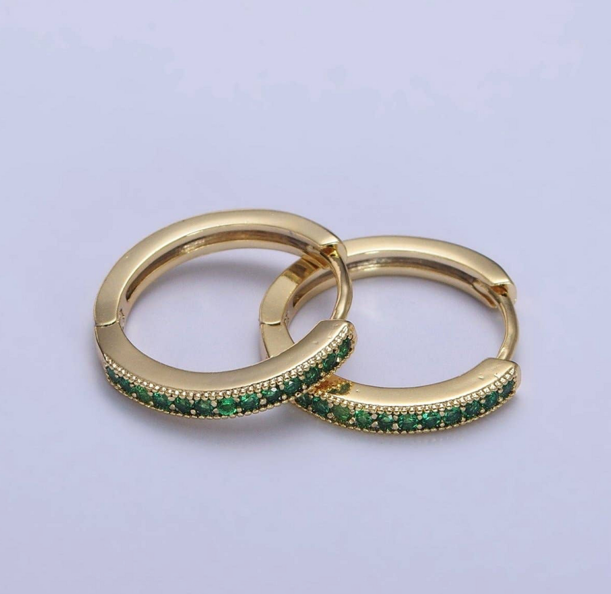 24K Gold Filled Colorful Micro-Pavé Huggie Earrings