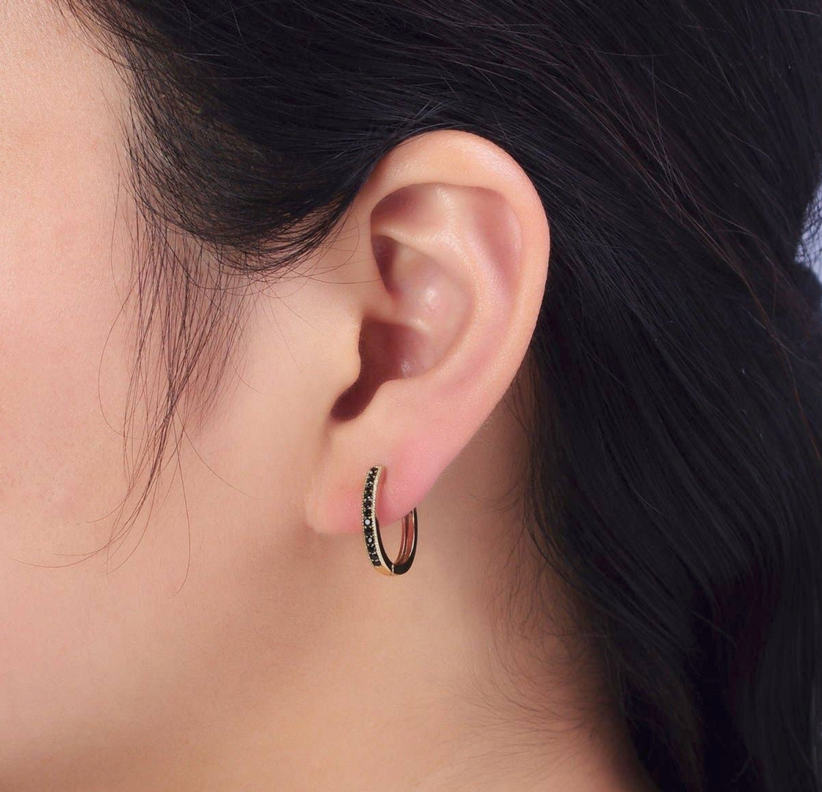 24K Gold Filled Colorful Micro-Pavé Huggie Earrings
