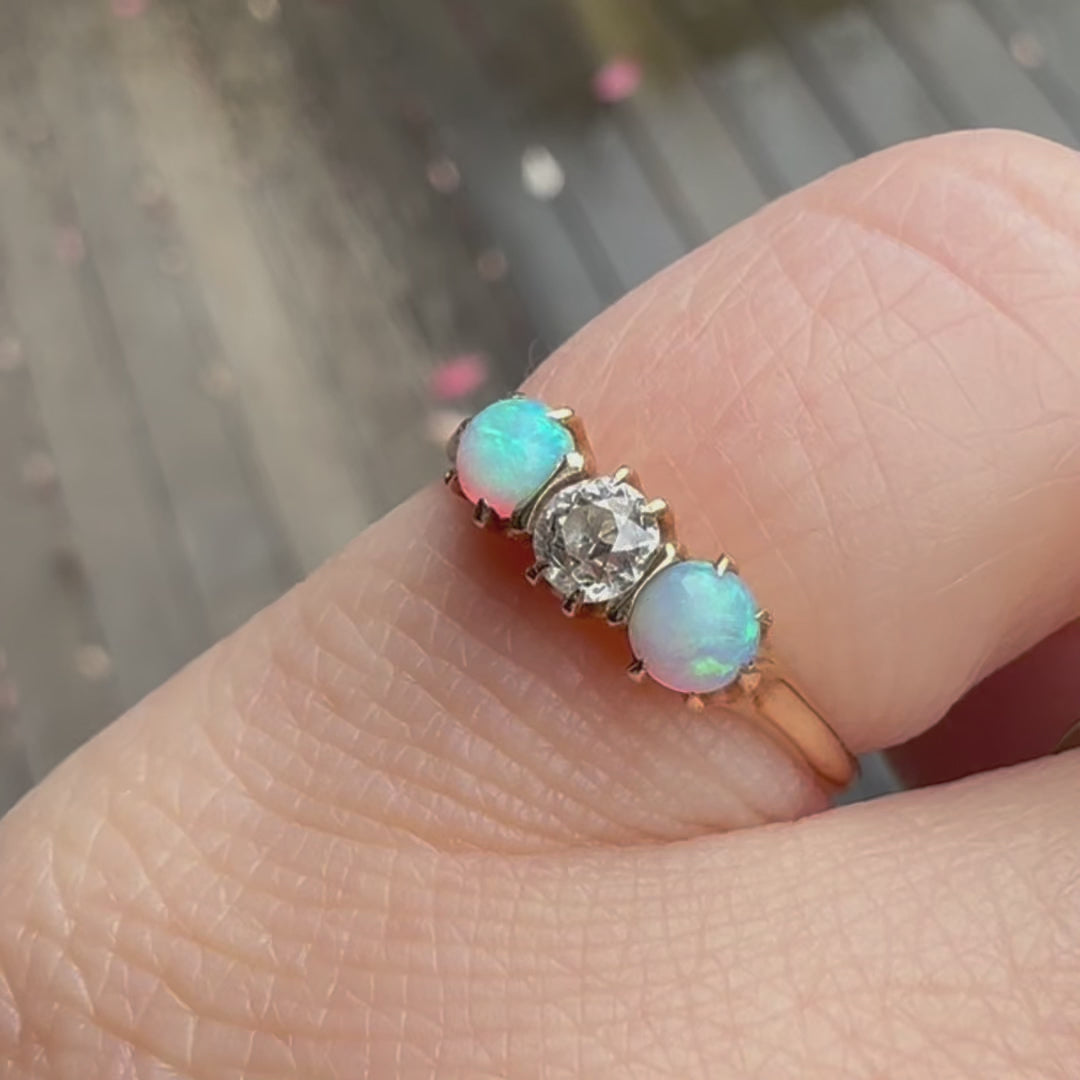 Auric, three stone opal